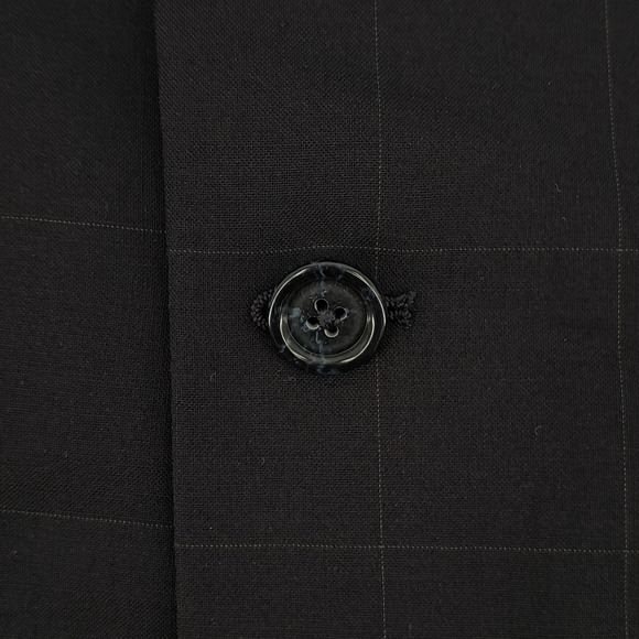 Jos A Bank Mens Navy 46L Blue Windowpane 100% Wool 2-Piece Suit Pants 40x31 - Picture 4 of 16